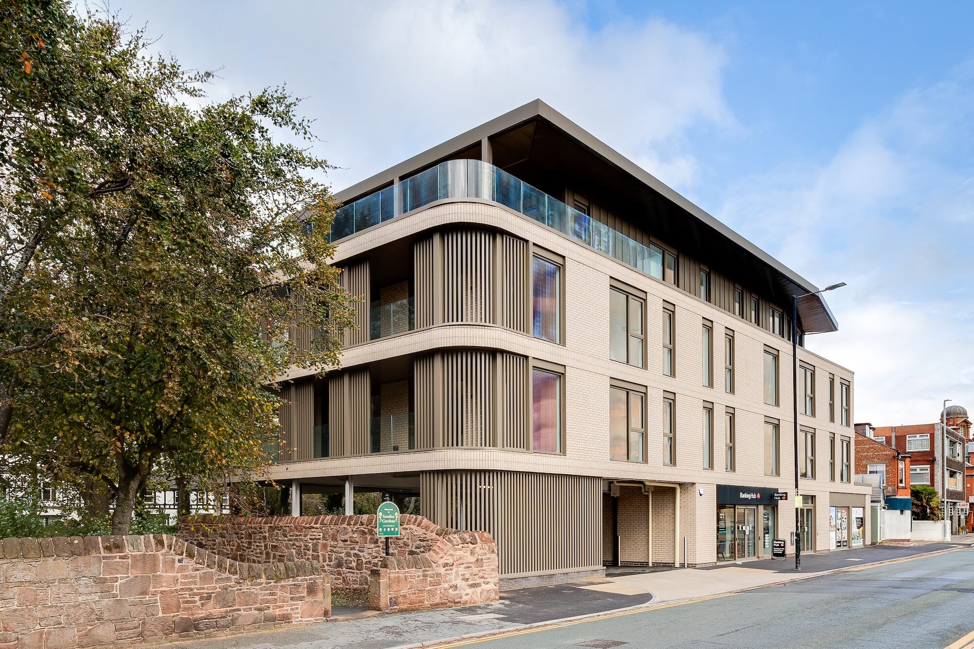 The outside view of the unique and exclusive Hilbre Sands Development situated in West Kirby with views across Hilbre Island and the Dee Estuary – Photo taken by Currans Unique Estate Agents Chester and Heswall.